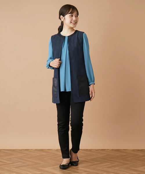 Leilian / レリアン テーラードジャケット | 異素材切替ロングベスト | 詳細4