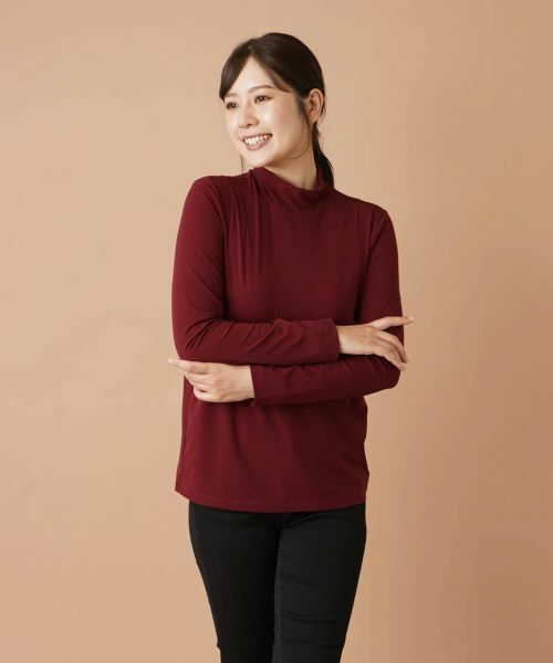 Leilian / レリアン カットソー | ハイネックカットソー(ボルドー系)