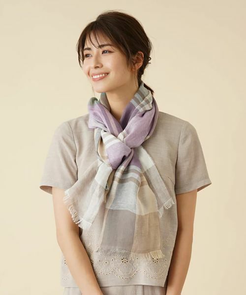 Leilian / レリアン マフラー・ショール・スヌード・ストール | マルチ—ボーダーストール | 詳細2