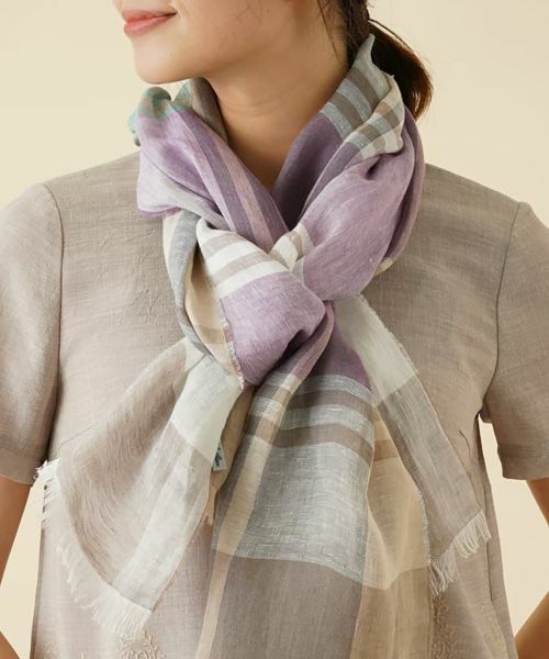 Leilian / レリアン マフラー・ショール・スヌード・ストール | マルチ—ボーダーストール | 詳細3