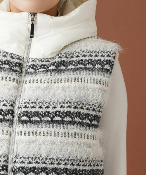 Leilian / レリアン テーラードジャケット | フェアアイル柄切替フーデッドベスト | 詳細10