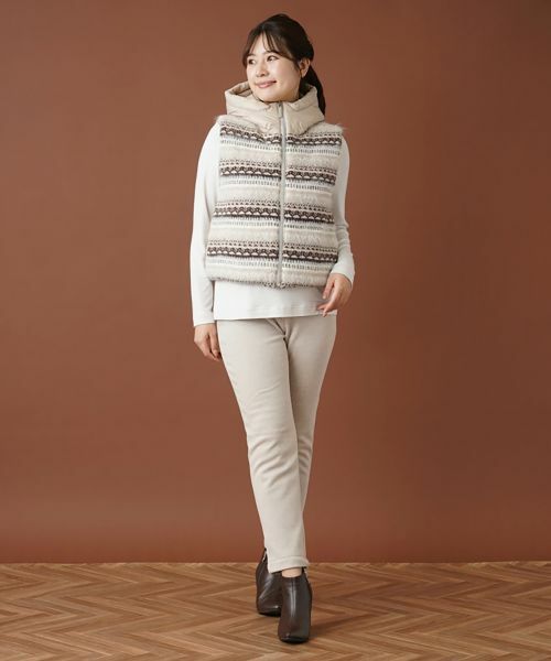 Leilian / レリアン テーラードジャケット | フェアアイル柄切替フーデッドベスト | 詳細14