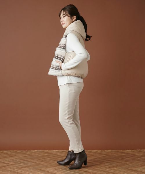 Leilian / レリアン テーラードジャケット | フェアアイル柄切替フーデッドベスト | 詳細15