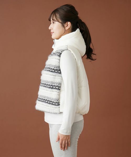 Leilian / レリアン テーラードジャケット | フェアアイル柄切替フーデッドベスト | 詳細5
