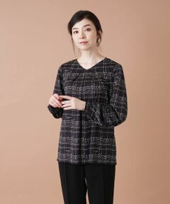 Leilian / レリアン カットソー | 【セットアップ対応商品】チェックVネックカットソー【ROCHAS Premiere】