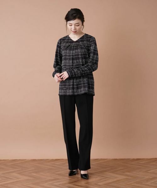 Leilian / レリアン カットソー | 【セットアップ対応商品】チェックVネックカットソー【ROCHAS Premiere】 | 詳細1