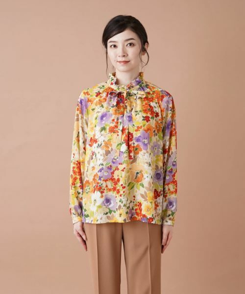 Leilian / レリアン シャツ・ブラウス | フラワー柄ボウタイブラウス【ROCHAS Premiere】 | 詳細4