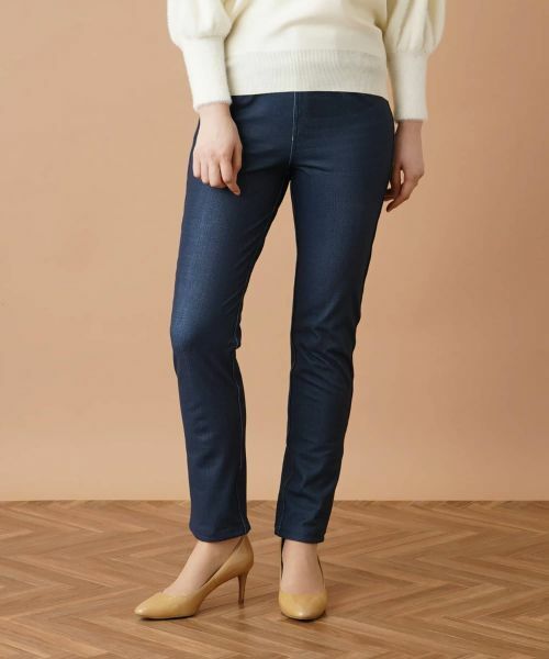 Leilian/レリアン 【あったか素材】ストレッチリバーシブルレギンスパンツ ネイビー 9(M)