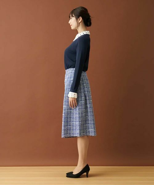 Leilian / レリアン ミニ・ひざ丈スカート | ファンシーツイードタックフレアスカート | 詳細2