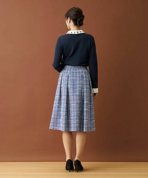 Leilian / レリアン ミニ・ひざ丈スカート | ファンシーツイードタックフレアスカート | 詳細3