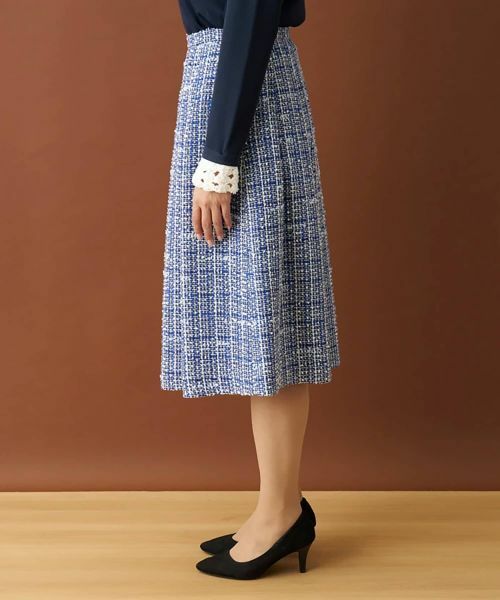Leilian / レリアン ミニ・ひざ丈スカート | ファンシーツイードタックフレアスカート | 詳細5