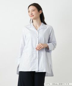 Leilian / レリアン シャツ・ブラウス | ボーダーオープンカラーブラウス【Leilian WHITE LABEL】