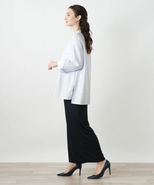 Leilian / レリアン シャツ・ブラウス | ボーダーオープンカラーブラウス【Leilian WHITE LABEL】 | 詳細2