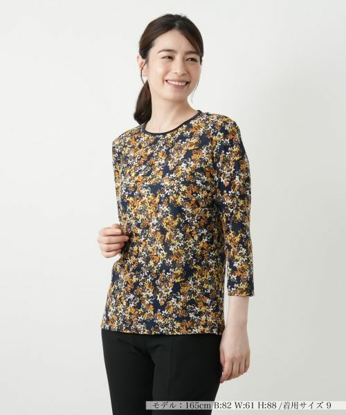 Leilian / レリアン カットソー | プリントカットソー(マスタード系)