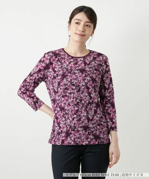 Leilian / レリアン カットソー | プリントカットソー(ピンク系)