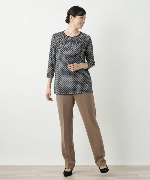 Leilian / レリアン カットソー | 幾何学柄クルーネックカットソー | 詳細1