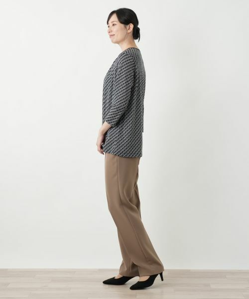 Leilian / レリアン カットソー | 幾何学柄クルーネックカットソー | 詳細2