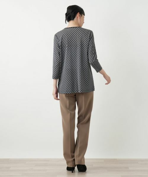 Leilian / レリアン カットソー | 幾何学柄クルーネックカットソー | 詳細3