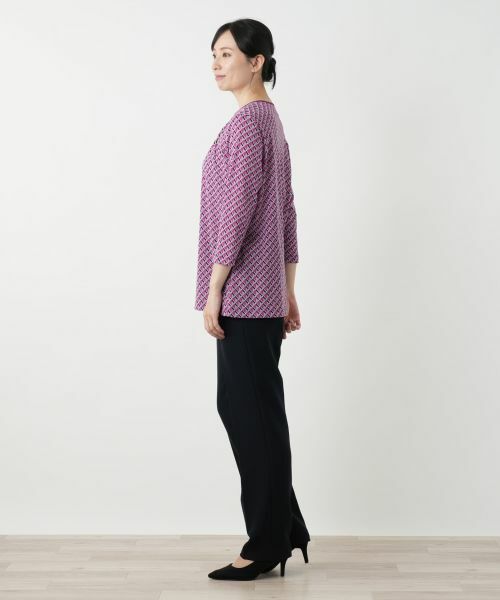 Leilian / レリアン カットソー | 幾何学柄クルーネックカットソー | 詳細8