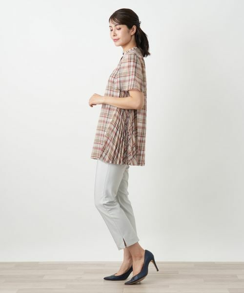 Leilian / レリアン シャツ・ブラウス | プリーツ切替チェックブラウス | 詳細2