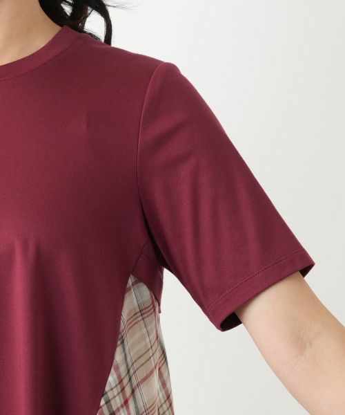 Leilian / レリアン カットソー | チェック切替フレアカットソー | 詳細12