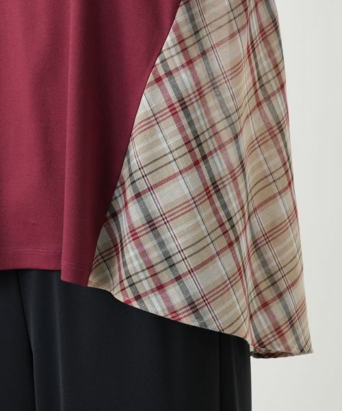 Leilian / レリアン カットソー | チェック切替フレアカットソー | 詳細13