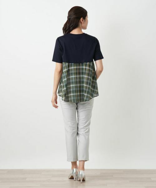 Leilian / レリアン カットソー | チェック切替フレアカットソー | 詳細3