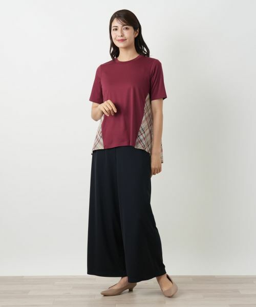 Leilian / レリアン カットソー | チェック切替フレアカットソー | 詳細4