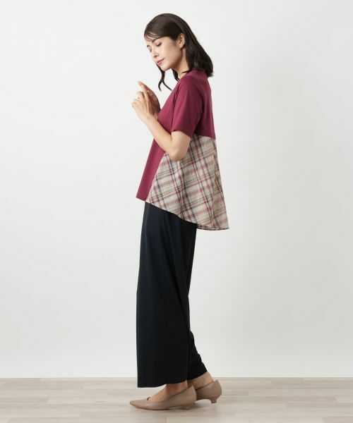 Leilian / レリアン カットソー | チェック切替フレアカットソー | 詳細5