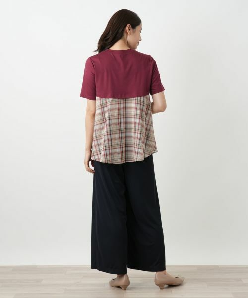 Leilian / レリアン カットソー | チェック切替フレアカットソー | 詳細6