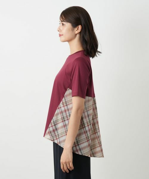 Leilian / レリアン カットソー | チェック切替フレアカットソー | 詳細8