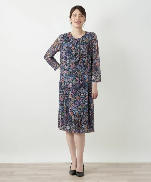 Leilian / レリアン ドレス | 洗えるプリントフレアワンピース【BINDA】【パワーネット素材】 | 詳細1