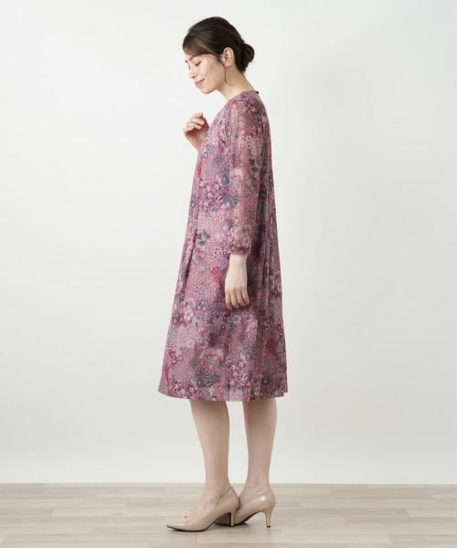 Leilian / レリアン ドレス | 洗えるプリントフレアワンピース【BINDA】【パワーネット素材】 | 詳細6