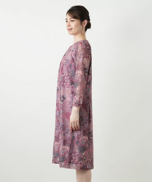 Leilian / レリアン ドレス | 洗えるプリントフレアワンピース【BINDA】【パワーネット素材】 | 詳細9