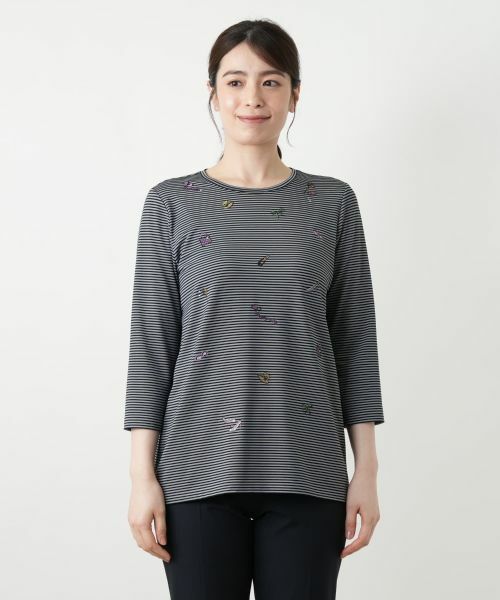 Leilian / レリアン カットソー | 刺繍ボーダーカットソー | 詳細10