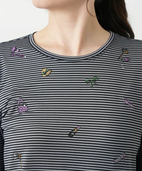 Leilian / レリアン カットソー | 刺繍ボーダーカットソー | 詳細13