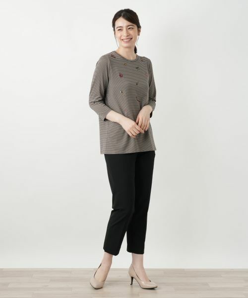 Leilian / レリアン カットソー | 刺繍ボーダーカットソー | 詳細4