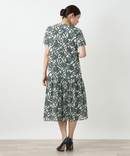 Leilian / レリアン ドレス | 洗えるプリントフレアワンピース【パワーネット素材】 | 詳細6