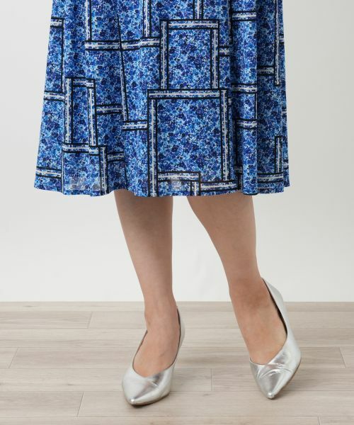 Leilian / レリアン ドレス | 洗えるフラワー柄フレアワンピース【パワーネット素材】 | 詳細14