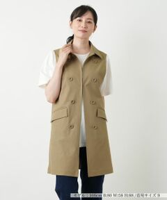 Leilian / レリアン テーラードジャケット | 洗えるデニム調トレンチ風ジレ