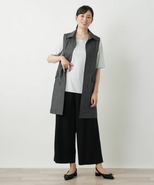Leilian / レリアン テーラードジャケット | 洗えるデニム調トレンチ風ジレ | 詳細1