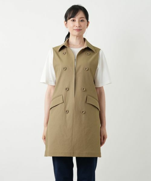 Leilian / レリアン テーラードジャケット | 洗えるデニム調トレンチ風ジレ | 詳細11