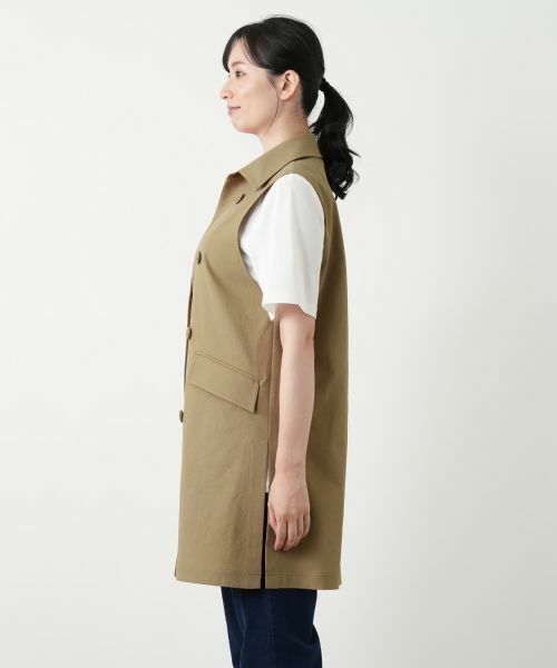 Leilian / レリアン テーラードジャケット | 洗えるデニム調トレンチ風ジレ | 詳細12
