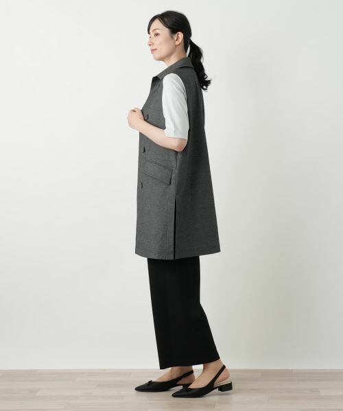 Leilian / レリアン テーラードジャケット | 洗えるデニム調トレンチ風ジレ | 詳細2