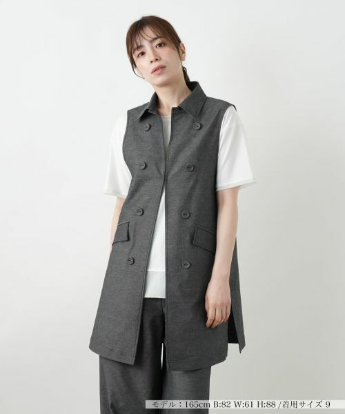 Leilian / レリアン テーラードジャケット | 洗えるデニム調トレンチ風ジレ | 詳細4