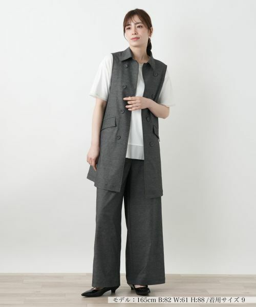 Leilian / レリアン テーラードジャケット | 洗えるデニム調トレンチ風ジレ | 詳細5