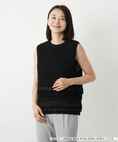 Leilian / レリアン テーラードジャケット | 透かし編みフリンジベスト【Leilian WHITE LABEL】