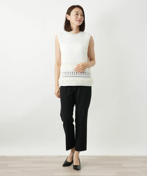 Leilian / レリアン テーラードジャケット | 透かし編みフリンジベスト【Leilian WHITE LABEL】 | 詳細1