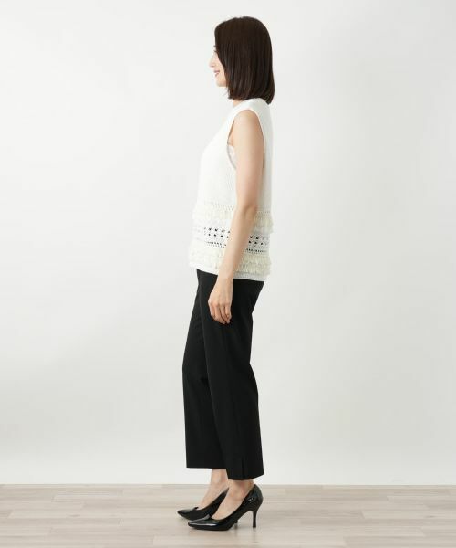 Leilian / レリアン テーラードジャケット | 透かし編みフリンジベスト【Leilian WHITE LABEL】 | 詳細2