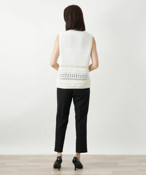 Leilian / レリアン テーラードジャケット | 透かし編みフリンジベスト【Leilian WHITE LABEL】 | 詳細3